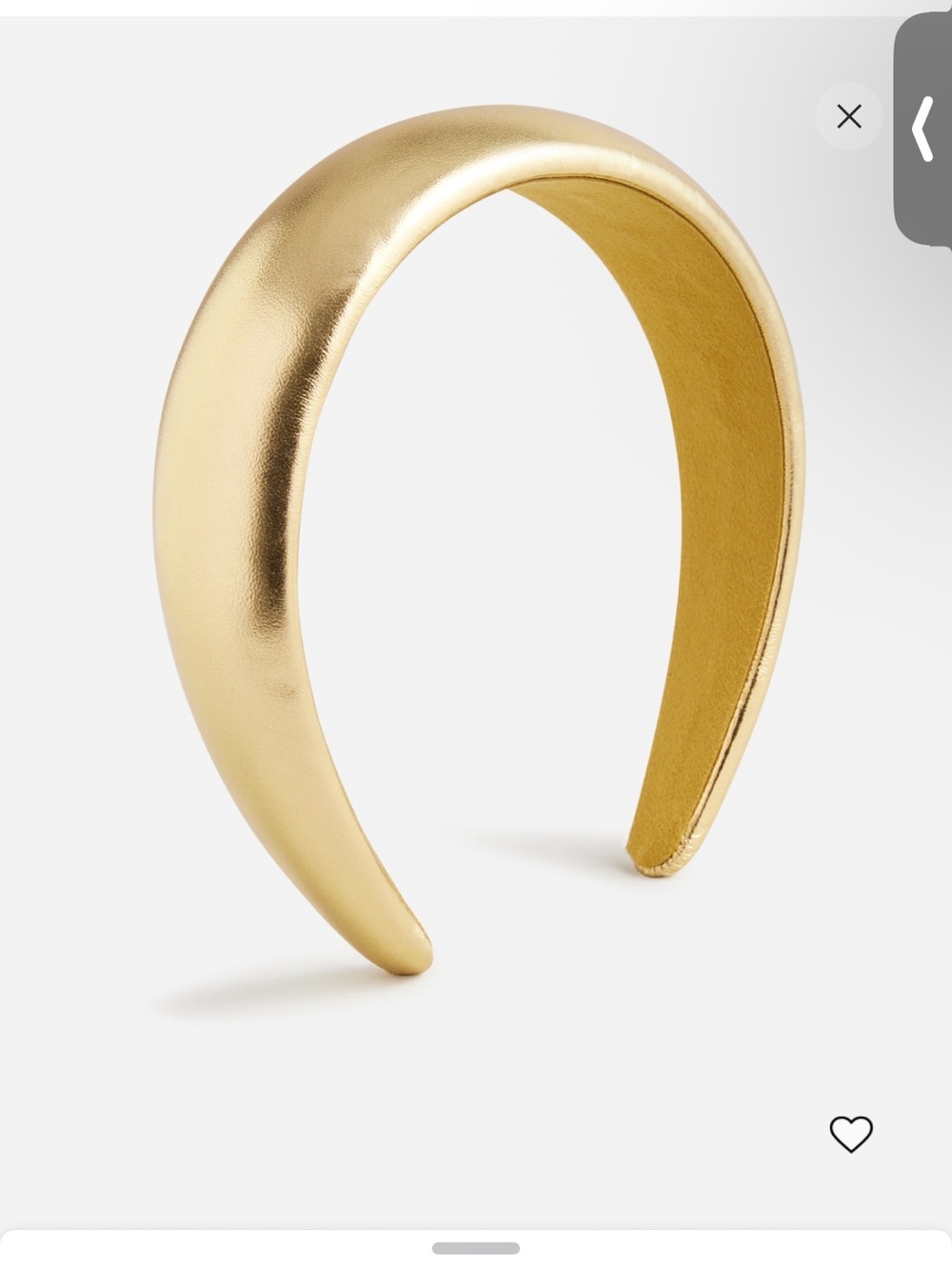J. Crew Metallic Gold Oversized Leather Headband